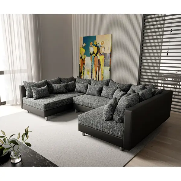 Delife Wohnlandschaft Clovis Schwarz Modularsofa Modulsystem thumbnail