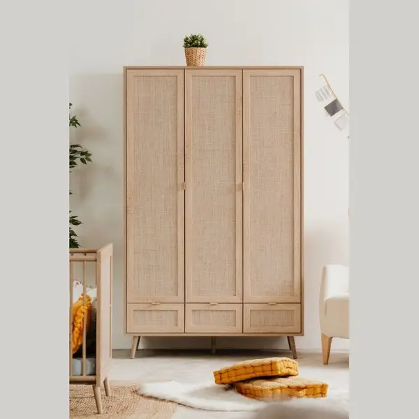 Kast Finori Bali Eiken/Riet Decor 3-deurs thumbnail