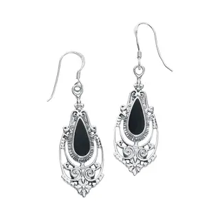 EtNox Black Romantic Dames Oorbel - Zwart/zilverkleurig - Standard