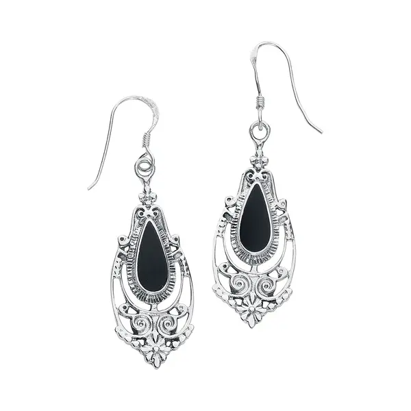 EtNox Black Romantic Dames Oorbel - Zwart/zilverkleurig - Standard thumbnail