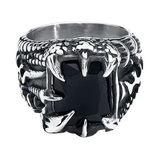 EtNox Hard And Heavy - Gothic Ring - Crystal Claw - Voor Mannen - Zilverkleurig