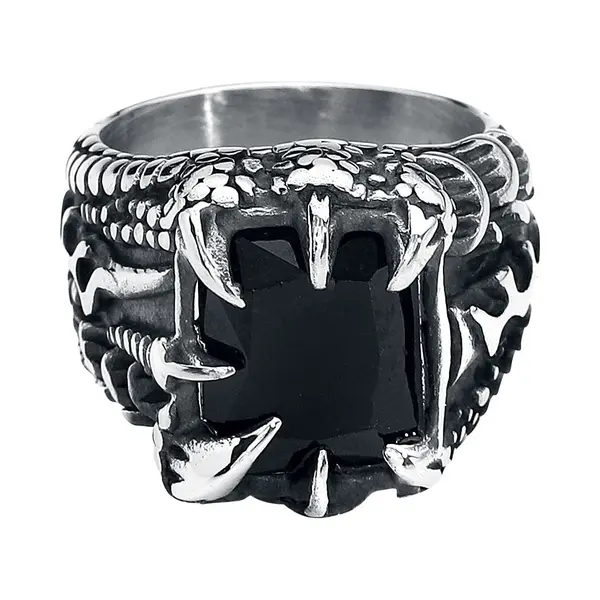 EtNox Hard And Heavy - Gothic Ring - Crystal Claw - Voor Mannen - Zilverkleurig thumbnail