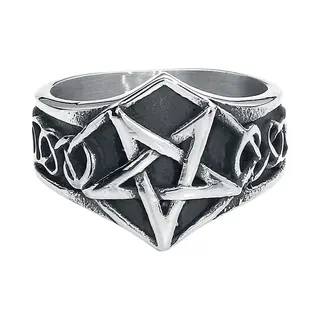 EtNox Hard And Heavy Pentagramm Ring Silberfarben