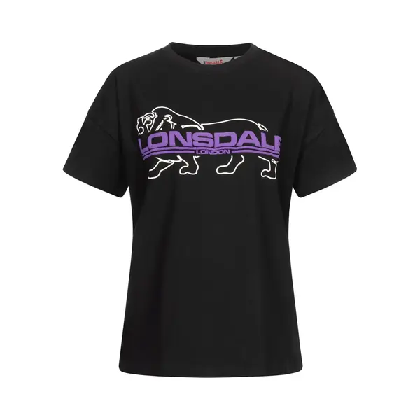 Lonsdale Damen T-Shirt Cullaloe T-Shirt Oversize Black/Purple/White-Xl thumbnail