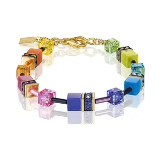 Coeur De Lion Gold Tone Rainbow Cubes Bracelet