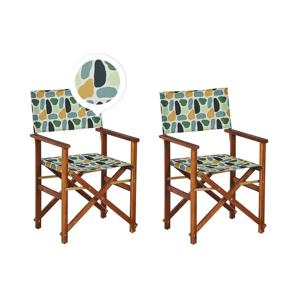 Beliani Cine - Tuinstoel Set Van 2 - Groen/Hout/Stippen - Polyester thumbnail