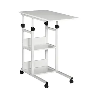 Homcom Beistelltisch (Laptoptisch, 1-St., Betttisch), Für Esszimmer Wohnzimmer, Metall, Weiß, 80x40x72-82 Cm