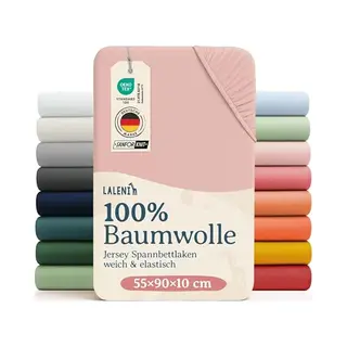 Laleni MinuCuna Verstelbaar Hoeslaken Voor Mini-kinderbed, Hoeslaken, 100% Katoen, Verstelbaar En Ademend Hoeslaken, Roze, 55 X 90 Cm