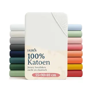 Laleni MinuCuna Verstelbare Hoeslakens Voor Mini-kinderbed, Hoeslaken, 100% Katoen, Verstelbaar En Ademend Hoeslaken, Ivoor, 55 X 90 Cm, Set Van 2