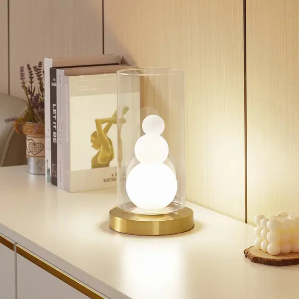 Lindby Tischleuchte Kupla, Opal/klar, Glas, Ø 20 Cm, G9 thumbnail