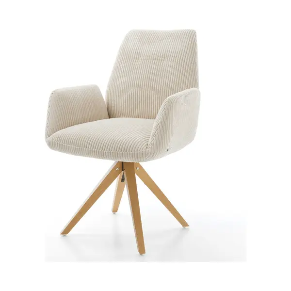 Delife Esszimmerstuhl Zoa-Flex Cord Beige Holzgestell Kantig Natur Taschenfederkern thumbnail