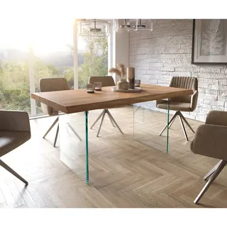 Delife Esstisch Edge 160x90 Xl Akazie Natur Glas Live-Edge