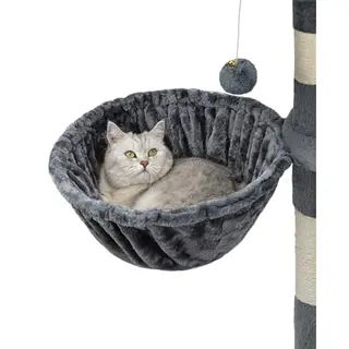 Lionto Krabpaal Met Hondenhok En Pluche Bal, Hoogte 65 Cm, Middelgrote Boom Met Robuuste Sisal En Pluche, Comfortabel Ligoppervlak, Geschikt Voor