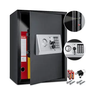 Kesser® Elektronische Kluis Met Cijferslot Safe Wandkluis 50x35x34, 5 Led-display Staal Grendel Klusje - Zwart