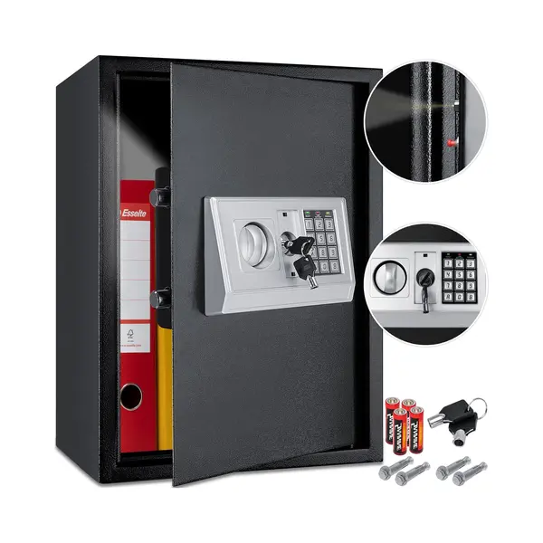 Kesser® Elektronische Kluis Met Cijferslot Safe Wandkluis 50x35x34, 5 Led-display Staal Grendel Klusje - Zwart thumbnail