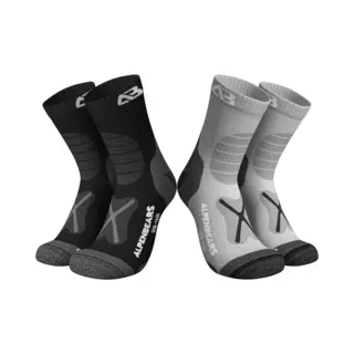 Alpen Bears Premium Wandersocken Aus Merinowolle – [2 Paar] – Professionelle Trekkingsocken Für Damen, Herren & Kinder, Grau/Schwarz, 43-48