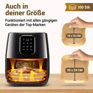 Smart Planet Smart-Planet Bakpapier Voor Heteluchtfriteuse 100 Stuks 20–24 Cm (4, 7–7, 5 L) Airfryer Wegwerpbakjes – Antiaanbak, Olie- En Waterbestendig