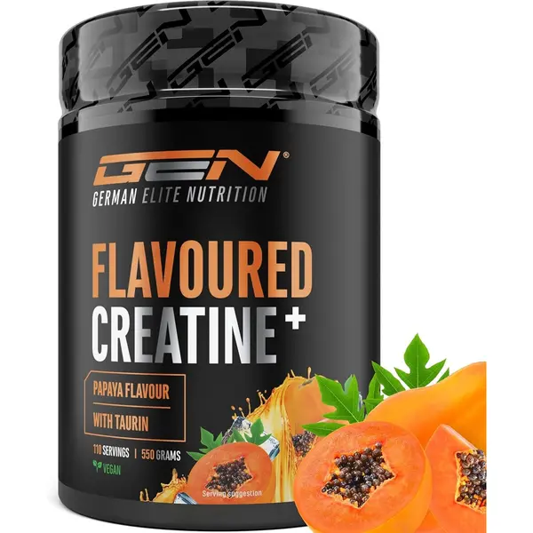 German Elite Nutrition Gen Gearomatiseerd Creatine Poeder - 550g - Creatine Monohydraat + L-Taurine - Gemicroniseerde Creatine Met Aroma - Geen Suiker & Top Oplosbaarheid - thumbnail