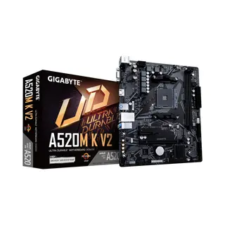 Gigabyte A520M K V2 Mainboard - Unterstützt Amd Ryzen 5000 Serie AM4 CPUs, bis zu 5100MHz DDR4 (Oc), PCIe Gen3 x4 M.2, GbE Lan, Usb 3.2 Gen 1