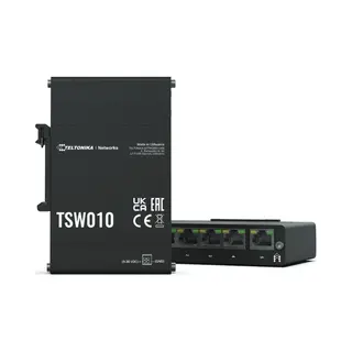 Teltonika TSW010 Din Rain Switch 5 x Fast Ethernet (10/100) Power over Ethernet (PoE) Black