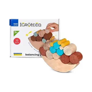 Igroteco® Mond-Balancierer 16 Teile Aus Holz – Pädagogisches Lernspielzeug Zur Förderung Von Motorik, Konzentration & Kreativität Für Kinder