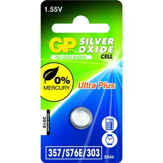 GP Batteries Gp Batterien Silberoxid Zelle 357 Einweg-Batterie SR44 Silberoxid (S)