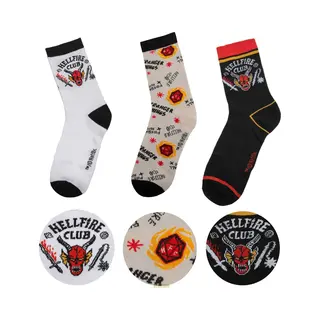 Cinereplicas, Unisex, Sokken, Stranger Things, Hellfire Club Sokken (3 Paar, Veelkleurig, (Set Van 3, 35, 36, 37, 38, 39, 40, 41, 42, 43, 44, 45)
