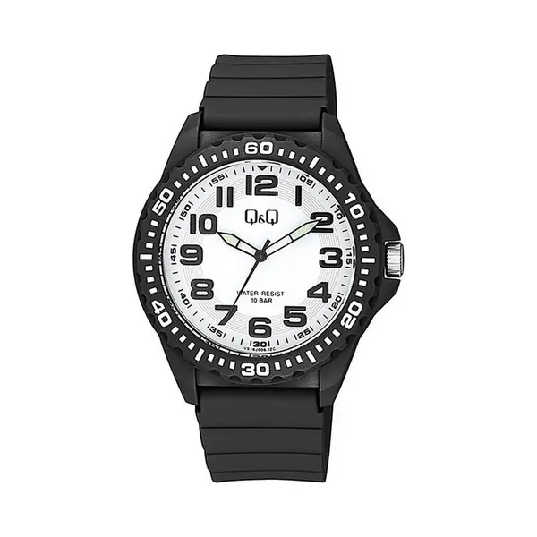 Q&Q VS16J006Y - Horloge - Sport - Analoog - Heren - Mannen - Plastic Band - Rond - Kunststof - Cijfers - Zwart - Wit - 10 Atm thumbnail