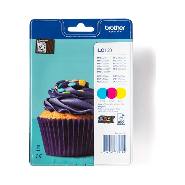 Brother LC123RBWBP ink cartridge 3 pc(s) Original Cyan, Magenta, Yellow thumbnail