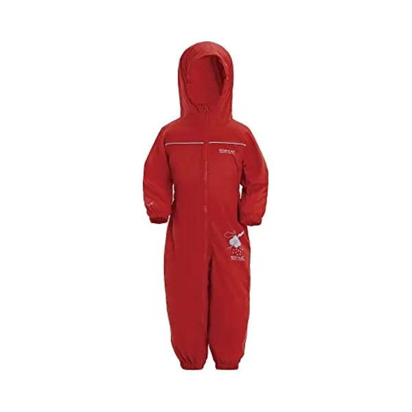 Regatta Unisex Kids All-in-One Waterproof Puddle Suit | Hooded, Durable, Water Repellent, Breathable & Lightweight Rain Suit With Reflective Trims For thumbnail
