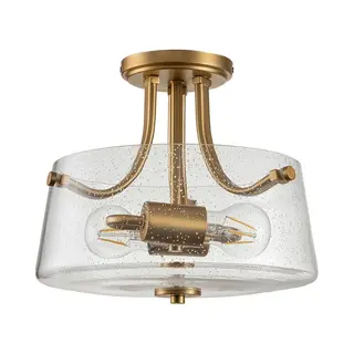 Quoizel Led Plafondlamp Hollister | 2X E27 Max 60W | Dimbaar | Brushed Brass