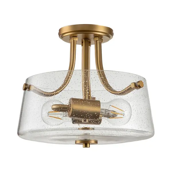 Quoizel Led Plafondlamp Hollister | 2X E27 Max 60W | Dimbaar | Brushed Brass thumbnail