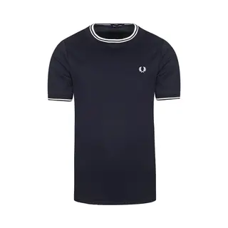 Fred Perry M1588 Twin Tipped T-shirt Donkerblauw - Maat 3XL - Heren - Casual T-shirts