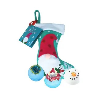 Bomb Cosmetics Gonk Christmas Stocking Set Of 3 Bath Bombs Gift Set In Green
