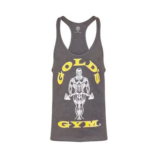gold's gym GGVST003 Muscle Joe Premium String Vest - Grey Marl - S