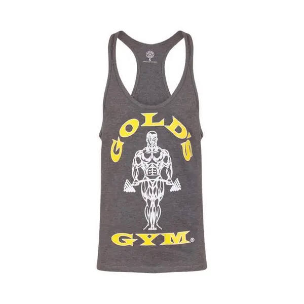 gold's gym GGVST003 Muscle Joe Premium String Vest - Grey Marl - S thumbnail