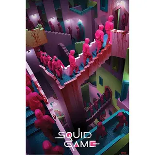 Pyramid, Foto's, Squid Game - Gekke Trappen - Poster 61x91cm (61 X 91 Cm)