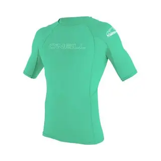 O'Neill Wetsuits Youth Basic Skins S/S Rash Guard - Light Aqua, 14