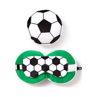 Relaxeazzz Football Round Plush Travel Pillow & Eye Mask - Sleep Eye Mask Masks - Kids Travel Accessories For Sleeping Airplane - Flight Plane Neck