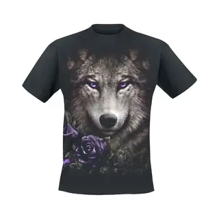 Spiral Wolf Roses T-Shirt Black