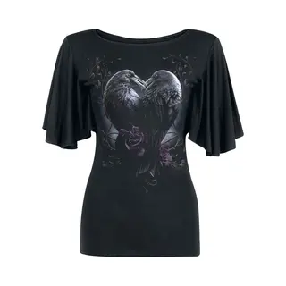 Spiral Raven Heart T-Shirt Schwarz In 3XL