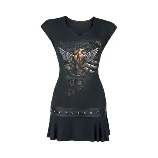 Spiral Steam Punk Ripped Mini Dress Black