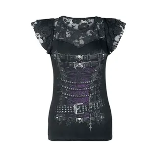 Spiral - Gothic T-shirt - Waisted Corset - S Tot 4XL - Voor Vrouwen - Zwart