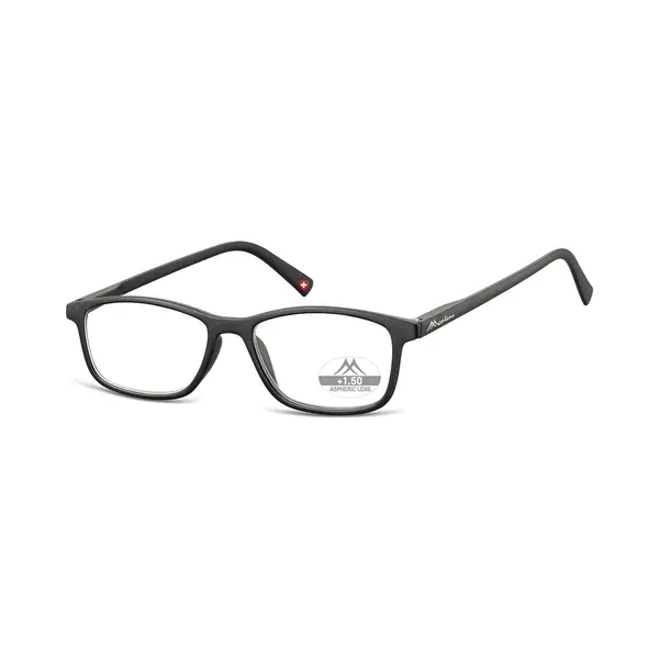 Montana Eyewear Super Flache Lesebrille MR51 Aus Hochwertigem Kunststoff Mit Federscharnier Und Etui Schwarz + 1, 00 Dpt thumbnail