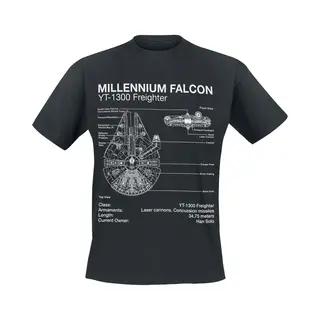 Star Wars Millenium Falcon Sketch T-Shirt Black