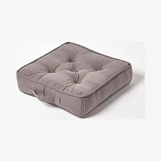 Homescapes Rajput Ribbed Cotton Floor Cushion In Dark Grey