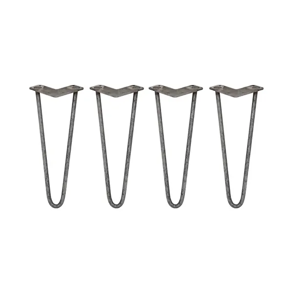 Monstershop 4 X 14" Hairpin Legs - 2 Prong - 12Mm - Raw Steel In Silver thumbnail