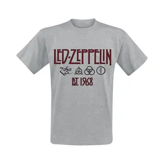 Led Zeppelin Symbols Est. 1968 T-Shirt Mottled Grey