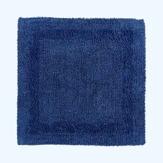Homescapes Luxury Square Bath Mat 1600Gsm 100% Cotton Reversible Shower Mat, 50Cm In Navy