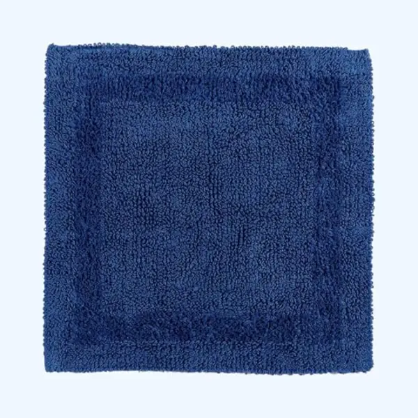 Homescapes Luxury Square Bath Mat 1600Gsm 100% Cotton Reversible Shower Mat, 50Cm In Navy thumbnail